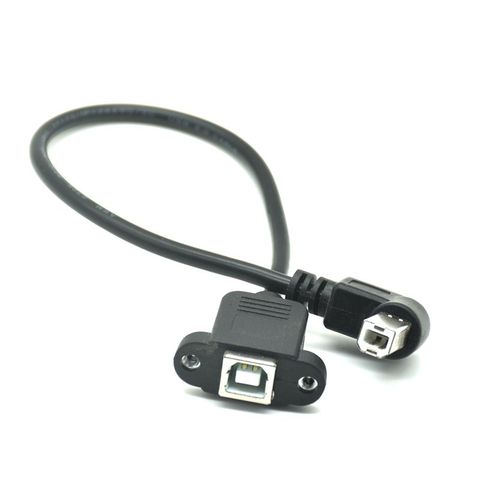 Connecteur de verrouillage de câble d'extension sur panneau d'imprimante, 30cm, 1m, 1ft, 90 USB 2.0, coude B mâle vers femelle, USB Type B fils ► Photo 1/6