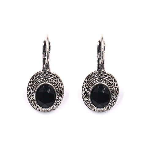 Boucles d'oreilles en pierre de cristal noir, vent ethnique, bijoux Vintage pour femmes, vacances, pays, livraison gratuite ► Photo 1/6