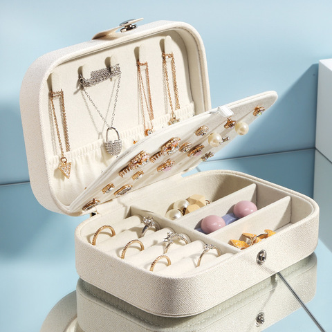 Casegrace petit voyage bijoux boîte de rangement fille Portable en cuir PU boucles d'oreilles anneau collier écrin organisateur ► Photo 1/6