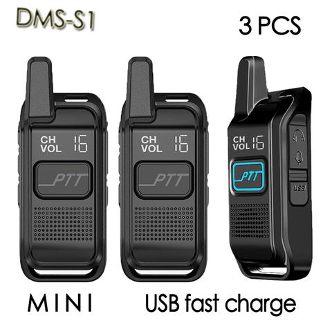 Walkie-talkie Radio sans fil DMS S1 Mini USB Portable, communicateur à main professionnel et civil, émetteur-récepteur HF, 3 pièces ► Photo 1/6