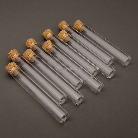 Tubes à essai en verre à fond plat avec bouchons en liège, 100 pièces/lot, pour expérience de laboratoire scolaire 12x75mm ► Photo 1/6