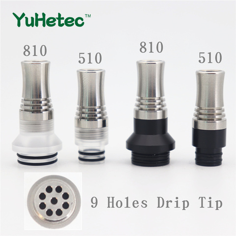 YUHETEC 1 pièces 810 510 9 trous longue pointe d'égouttement empêcher Eliquid de slopper embout pour RDA RTA Tank 810 ► Photo 1/6