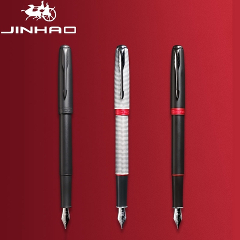 JINHAO – stylo-plume de luxe à 75 carreaux, en acier au tungstène, plume de cendre, flèche, plume noire, encre classique, fournitures scolaires et de bureau ► Photo 1/5