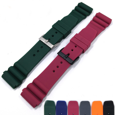 Bracelet en silicone souple pour hommes, 22MM, qualité supérieure, adapté aux montres de série Seiko, bracelet en caoutchouc étanche ► Photo 1/1