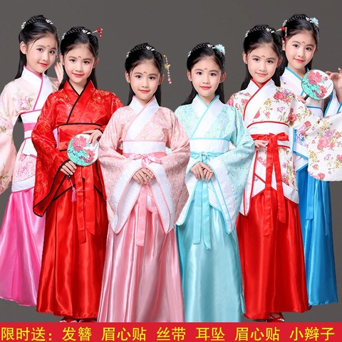 Costume de danse chinoise traditionnelle pour filles, robe d'opéra tang ancienne dynastie han ming hanfu, vêtements pour enfants folkloriques ► Photo 1/5