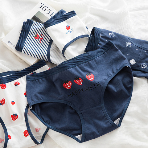 Doux Fruit 95% coton sous-vêtements pour fille respirant imprimé fraise culotte offre spéciale femmes slips Lingerie WDC5974 ► Photo 1/6