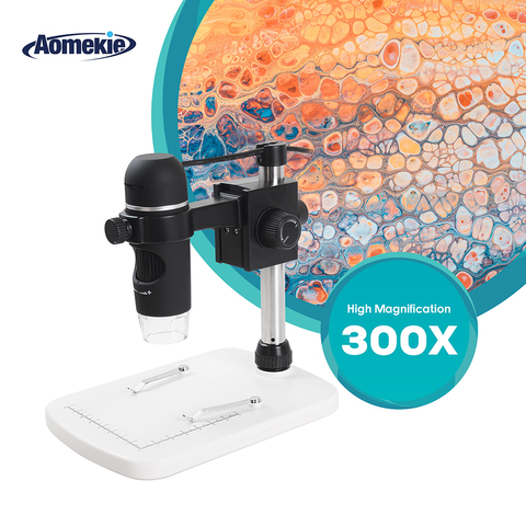 AOMEKIE – Microscope numérique USB 300X, Zoom 5MP HD 8 LED, loupe électronique portable, détection de peau, outil de réparation de PCB ► Photo 1/6