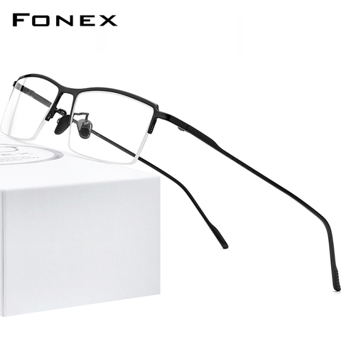 FONEX pur titane lunettes montures pour hommes nouvelle Prescription demi carré lunettes cadre myopie optique-lunetterie 8514 ► Photo 1/6