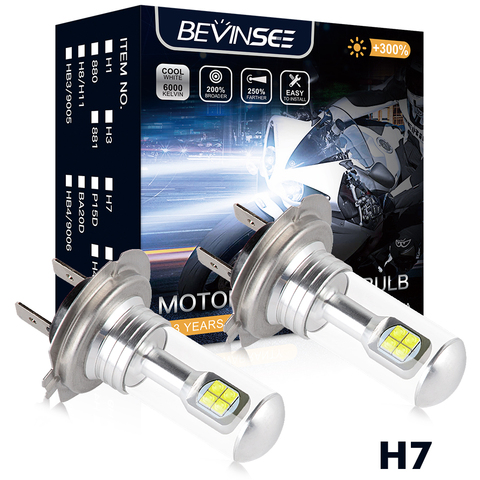 Becinsee – ampoules de phares antibrouillard pour motos, LED H7, H4, 6500K, 80W, 1500LM, H1, H3, H11, pour Honda, Kawasaki, Ninja, 2 pièces ► Photo 1/6