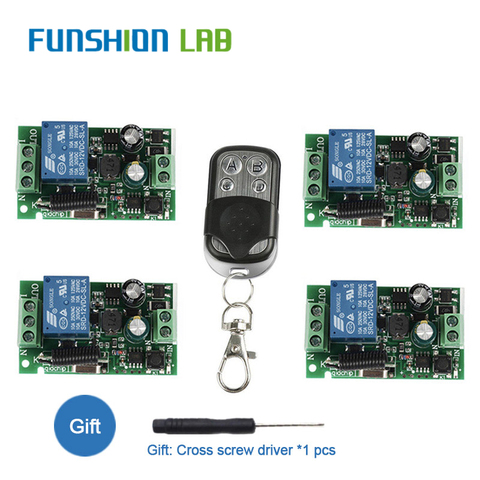 FUNSHION – interrupteur de télécommande sans fil 433Mhz AC85V ~ 250V 110V 220V, Module récepteur relais 1CH + transmetteur RF pour porte de Garage ► Photo 1/6