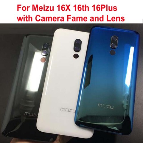 Meilleure qualité couvercle de batterie arrière boîtier de porte arrière avec lentille en verre de cadre de caméra pour Meizu 16X 16th 16Plus + autocollant adhésif ► Photo 1/1