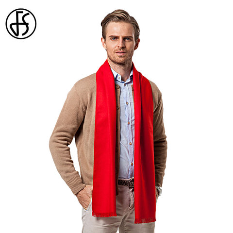 FS-écharpe européenne rouge pour hommes, écharpe de couleur unie, de marque de styliste Style laine douce, châles d'hiver ► Photo 1/6