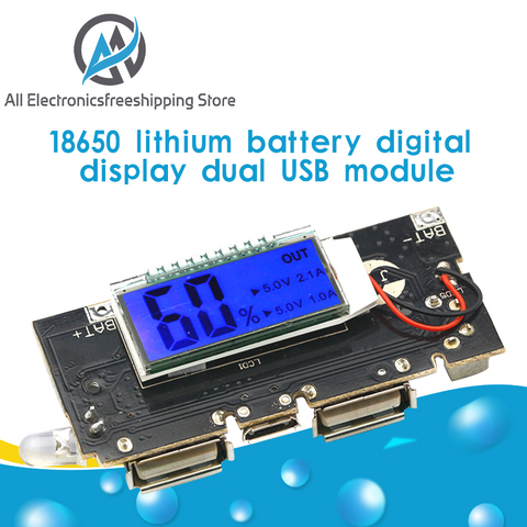 Protection automatique! Chargeur de batterie au Lithium avec double port USB 5V 1A, 2,1 a, batterie externe et 18650, Module de chargement numérique LCD ► Photo 1/6