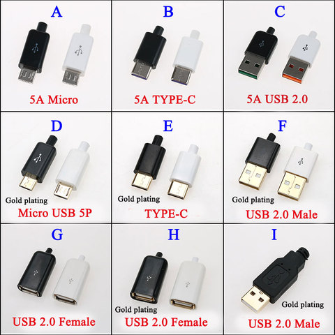 ChengHaoRan-connecteur USB 5A mâle et femelle, 1 pièce, connecteur USB type-c, prise 5 broches ► Photo 1/5