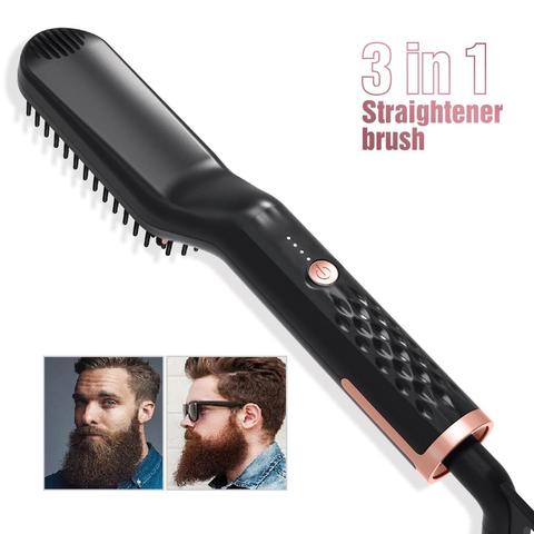 Lisseur barbe pour hommes professionnel peigne à cheveux brosse redresser redressage peigne rapide Styler de cheveux ► Photo 1/6