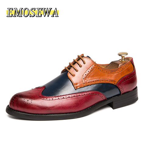 EMOSEWA – chaussures oxford en cuir pour hommes, grande taille 38-47, bleu britannique, respirantes, formelles, faites à la main, plates, à lacets ► Photo 1/6