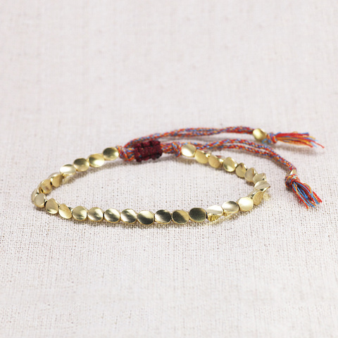 Perle de cuivre tibétaine faite à la main Bracelet de corde chanceux et Bracelets chaîne réglable pour hommes et femmes Bracelets de fil de cire ► Photo 1/6