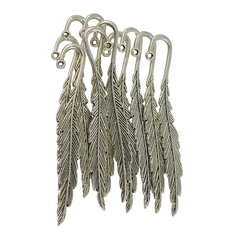 10 pièces métal plume Vintage tibétain argent perles signets boucle bijoux à bricoler soi-même mariage faveur accessoires ► Photo 1/6