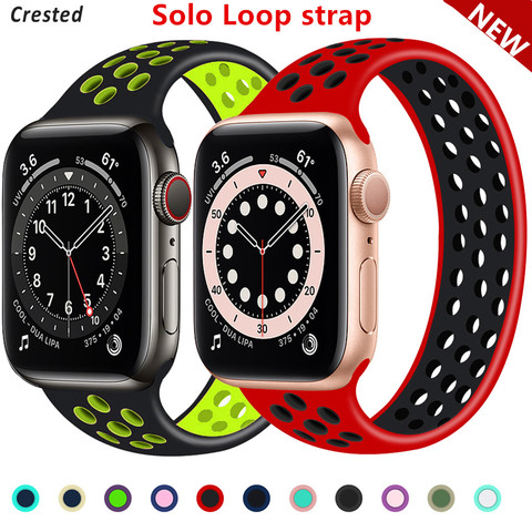 Sangle de boucle Solo pour Apple bracelet de montre 44mm 40mm 38mm 42mm respirant silicone ceinture élastique bracelet bracelet iWatch série 3 4 5 SE 6 ► Photo 1/6