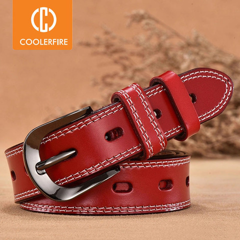 Ceinture en cuir véritable pour femmes, décontractée, ajustable, de styliste, marque de haute qualité ► Photo 1/6