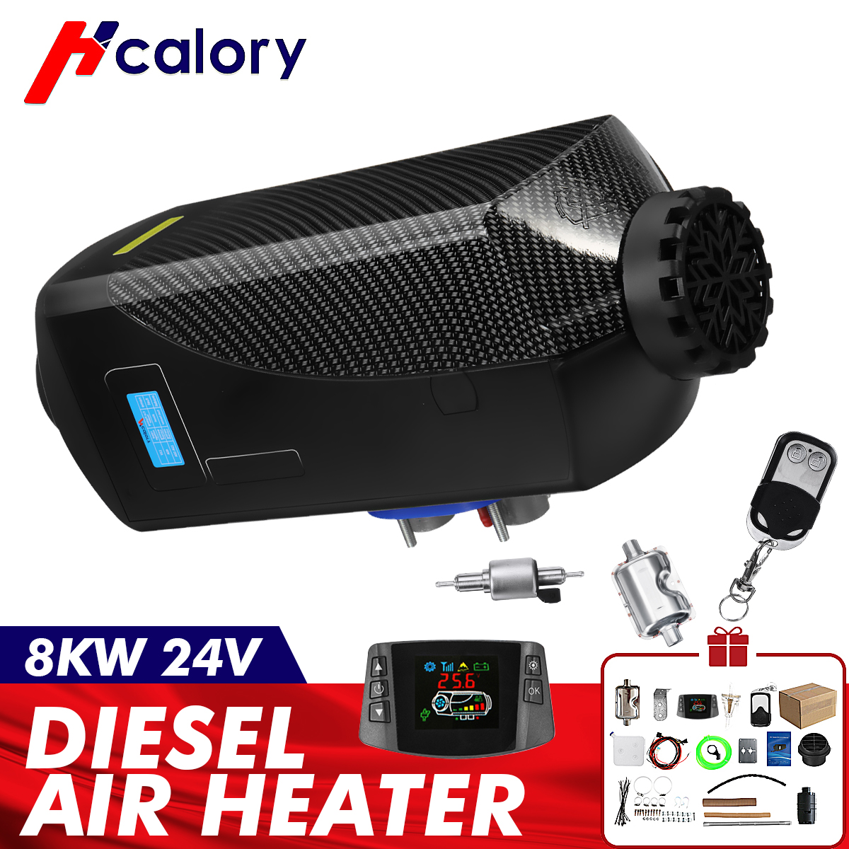 Chauffage à air Diesel HCalory 8KW 24V Heater Réchauffeur d'air