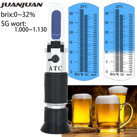 Réfractomètre de moût de bière à double échelle-gravité spécifique 1.000-1.130 et Brix 0-32% remplace l'hydromètre de sucre Homebrew 56% de réduction ► Photo 1/6