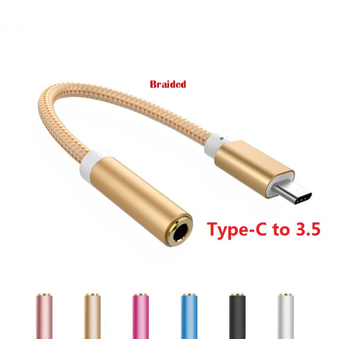 Adaptateur de câble tressé, Type C à Jack 3.5mm, câble Audio Aux pour téléphone intelligent Xiaomi Huawei ► Photo 1/6