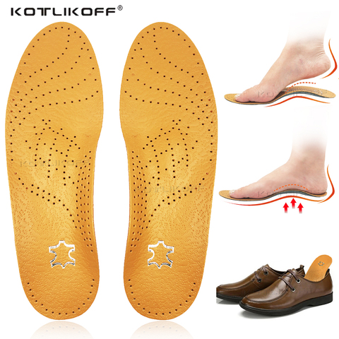 KOTLIKOFF-semelles orthopédiques Premium en cuir, pour les pieds plats, Support d'arc, semelles orthopédiques pour Correction des pieds et des jambes ► Photo 1/6