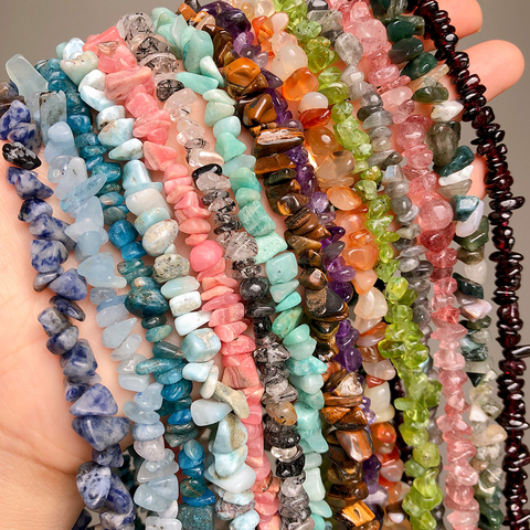 Perles de gravier, puce de forme libre irrégulière, perles naturelles, Agates Rhodonite, améthystes, Quartz, pour la fabrication de bijoux, Bracelet à bricoler soi-même ► Photo 1/6