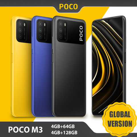 Version mondiale POCO M3 4 go 64 go/128 go Smartphone Snapdragon 662 Octa Core 48MP Triple caméra 6.53 