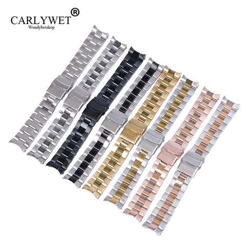 CARLYWET – Bracelet de rechange en acier inoxydable, 22mm, haute qualité, métal, fermoir à Double pression pour Seiko ► Photo 1/6