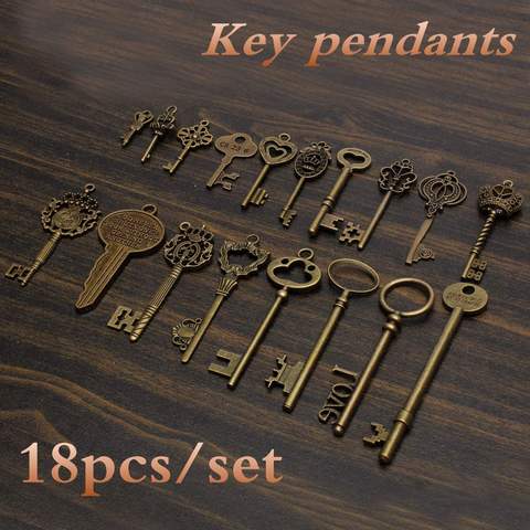 KiWarm-porte-clés en Bronze Antique Vintage | Bricolage, Lot de 18 pièces, style ancien, pendentif Chic, fermeture nœud en cœur, breloques Steampunk, décorations ► Photo 1/6