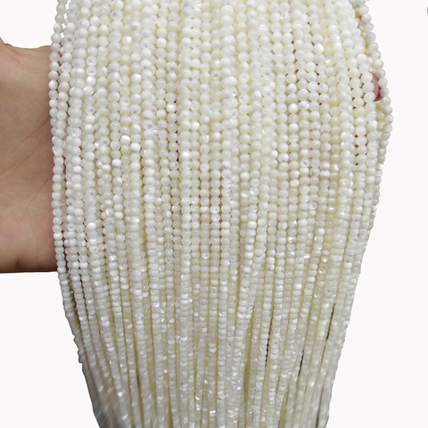 Perles en coquillage naturel blanc, petites perles rondes pour la fabrication de bijoux, bricolage, Bracelet, collier, cadeaux, 15.5 pouces, vente en gros ► Photo 1/6