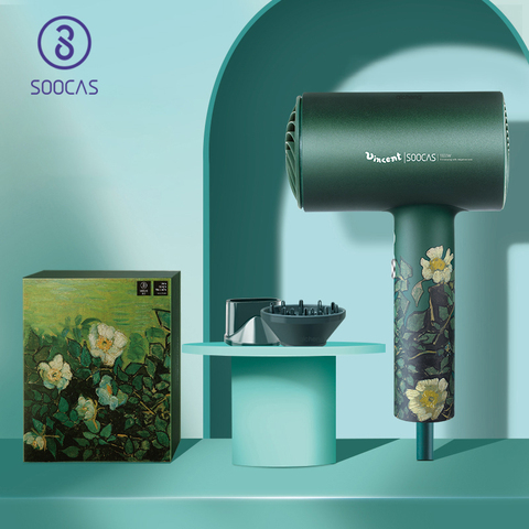 SOOCAS H5 Anion sèche-cheveux 1800W professionnel sèche-cheveux en alliage d'aluminium puissant sèche-cheveux électrique original Europe EU Plug Vangogh ► Photo 1/6