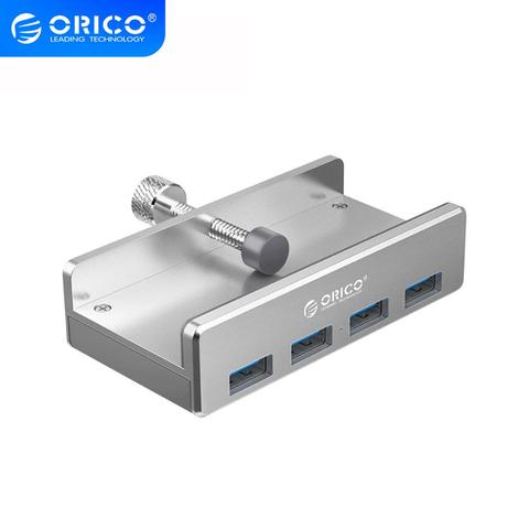 ORICO MH4PU aluminium 4 Ports USB 3.0 moyeu de type pince pour ordinateur portable de bureau gamme de pince 10-32mm avec 150cm câble de Date-argent ► Photo 1/6