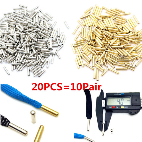 20 pièces Sans Soudure En Métal Lacets Conseils Tête Remplacement Réparation Aglets bricolage Sneaker Kits Argent Or Couleurs 4x20mm ► Photo 1/6