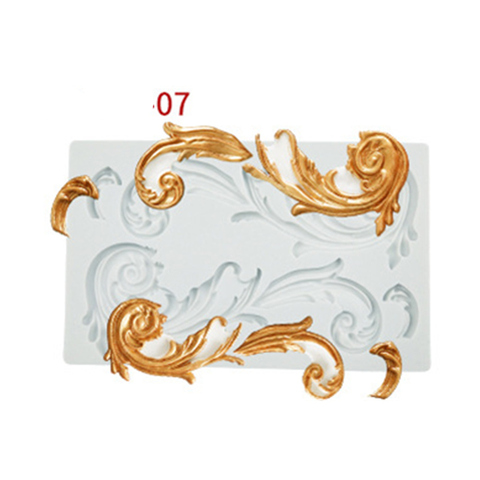 Moules en Silicone Style Baroque Relief bordure moule pour artisanat en argile 3d fleurs bricolage dentelle gâteau décoration outils savon plâtre moule tapis ► Photo 1/6