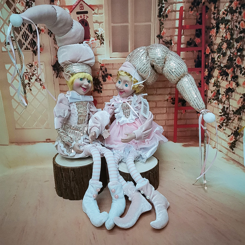 Rose Elf Couple poupées en peluche jouets souples arbre de noël pendentif goutte ornements suspendus décoration nouvel an cadeaux pour enfants enfants ► Photo 1/6