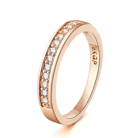 Bague Double classique en cercle clair pour femmes, couleur or Rose, zircone cubique, bijoux de mariage à la mode pour filles DFR062M ► Photo 1/6