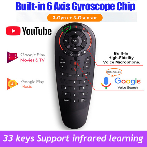 G30 voix télécommande Air souris sans fil Mini clavier soutien Google Assistant 33 touches avec apprentissage IR pour Android TV Box ► Photo 1/6