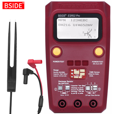 BSIDE – testeur de Transistor numérique ESR02PRO, multimètre, composants SMD, Diode Triode, capacité, Inductance, résistance Lcr ► Photo 1/6