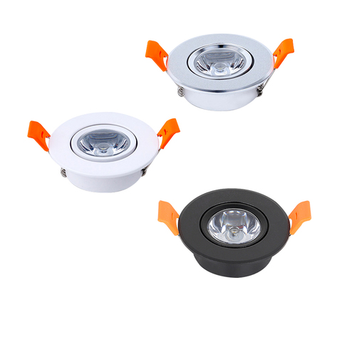 Le Downlight de plafond de LED ronde en aluminium Dimmable 1W 3W AC90-260V DC12V a enfoncé la découpe de ampoule LED de tache de Led 50mm avec le conducteur ► Photo 1/6