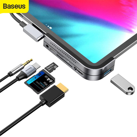 Répartiteur de HUB USB C Baseus vers USB 3.0 HUB USB HD prise en charge 4K moyeu HD Type C pour adaptateur MacBook Pro Multi 6 Ports USB HUB type-c ► Photo 1/6