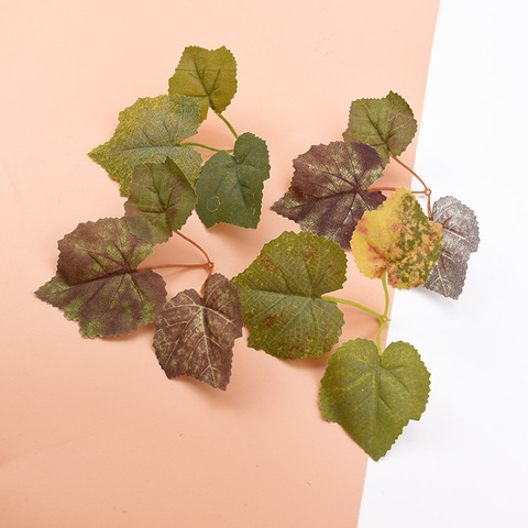 Plantes artificielles en feuille d'érable, 10 pièces, couronnes de fleurs décoratives de mariage, bricolage, décorations de noël pour la maison, feuilles de soie ► Photo 1/6