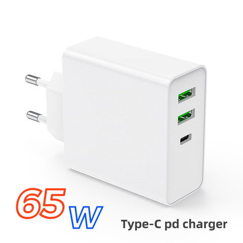 65W TYPE-C USB-C adaptateur secteur chargeur mural rapide 1Port PD60W QC3.0 chargeur 2 ports USB pour iPhone/Xiaomi/Samsung pour ordinateurs portables ► Photo 1/6