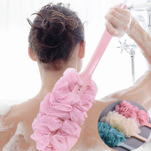 Nouvelles brosses de Massage à Long manche, brosse à récurer en maille douce suspendue au dos pour bain et douche, éponge pour salle de bain et douche ► Photo 1/6