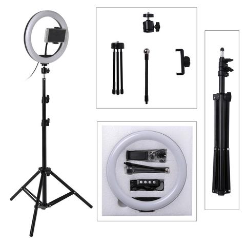 Fotulato Photo LED Selfie lumière de remplissage 10 pouces Dimmable appareil Photo téléphone 26CM anneau lampe avec support trépied pour maquillage vidéo Studio en direct ► Photo 1/6