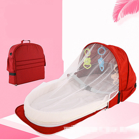 Berceau Portable de voyage pour bébé, lit pliable multifonction pour nouveau-né, chaise pliable avec jouets, moustiquaire ► Photo 1/6