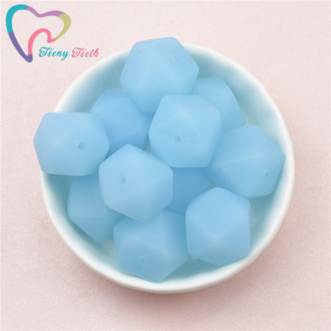 Perles bleues transparentes pour bébé, 10 pièces, accessoires en Silicone, hexagonales, 14-17 MM, bijoux pour bébé, perles géométriques d'allaitement ► Photo 1/4