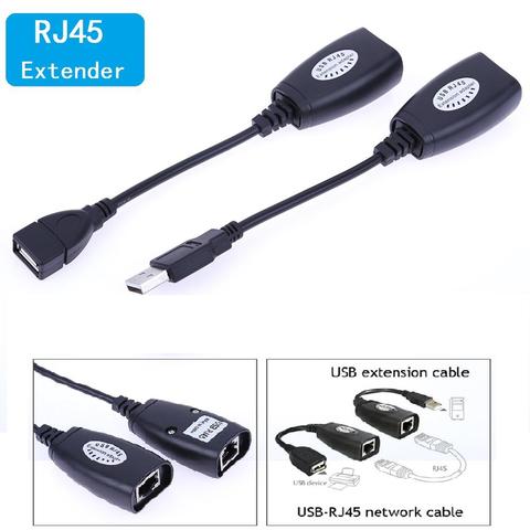 USB vers RJ45 mâle/femelle Extender USB 2.0 Extension Ethernet adaptateur d'extension réseau pour Cat5/RJ45/Cat6 cordon de raccordement jusqu'à 150ft ► Photo 1/6